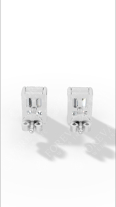 ต่างหูเพชรทรงเหลี่ยมมรกตแบบเม็ดเดี่ยว ทอง 10K งานหรูหรา จำหน่ายส่งเครื่องประดับคุณภาพสูง - Product Image 4