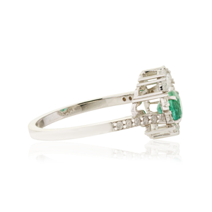 Exclusive Unique Design Prong Set Emerald & Diamond <b>Statement</b> Engagement <b>Ring</b> Factory Wholesale Price 18K White Gold Jewelry - Product Image 5