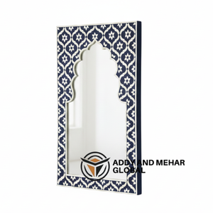 Luxury Blue MDF Inlay Art Deco Wall Mirror with <b>Arch</b> Design Decorative Wedding Handmade Statement Wall Piece - Product Image 2