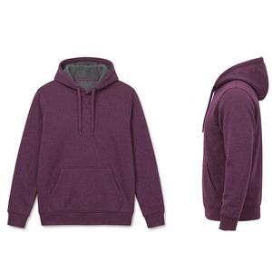 Sweat à capuche violet pour homme, 100 % coton de haute qualité, série High Street, effet vieilli, personnalisé, style vintage - Product Image 1