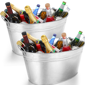 Shiny Large Oval Metal Ice <b>Buckets</b> Classic Design 5L Capacity Portable & Durable Assorted Party Refreshments Wholesale Prices - Product Image 1