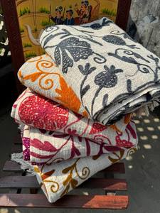 TNT Cotton Suzani <b>Throws</b> Woven Breathable Cotton <b>Blanket</b> Boho Suzani <b>Throw</b> Lightweight All-Season Bedspread - Product Image 3