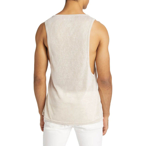 Men's Light <b>Blue</b> Solid Knitted V-Neck Tank <b>Top</b> Breathable Casual Style 100% Cotton - Product Image 3