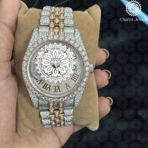 Charm_Jewells Montre de luxe en acier inoxydable, boîtier rond de 38 mm, cristal saphir, quartz analogique, mode féminine - Product Image 2