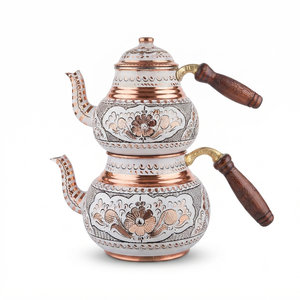 Handcrafted Pure Copper Turkish <b>Tea</b> Pot <b>Set</b> Double Teapot Handmade Engraved Samovar <b>Tea</b> Kettle Luxury Kitchen Cookware Gift - Product Image 1