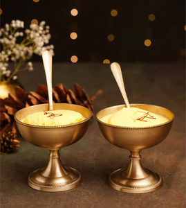 Bol à glace en laiton, finition lisse et polie, artisanat de haute qualité, ensemble de 2 bols et cuillères, meilleur prix - Product Image 1