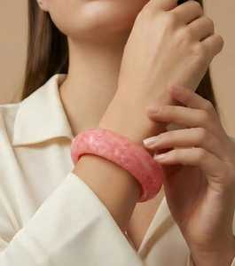 Pink Acrylic Resin Fashion Round Brilliant Cut <b>Bangle</b> <b>Bracelet</b> for Women Gift Jewelry - Product Image 6