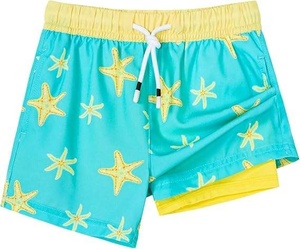 Shorts de Baño Casuales para Hombre, Cintura Media, Elástica, de Secado Rápido, con Rayas Naranjas, 100% Poliéster Tejido, Bolsillos y Cierre con Cordón - Product Image 1