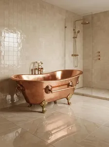 Bañera Independiente de Cobre Martillado de Diseño, Acabado Pulido, Ecológica, Moderna, para Interiores de Baños de Lujo - Product Image 6