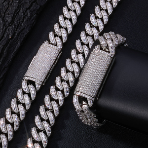 Pulsera de eslabones cubanos con incrustaciones de moissanita estilo hip hop para hombre, de lujo, llamativa, con cierre grueso, joyería hip hop, regalo para fiestas y bodas - Product Image 4