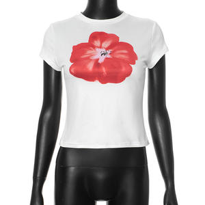 Camiseta Corta Informal Estilo Y2K para Mujer, Verano, Ecológica, Transpirable, de Secado Rápido, Cuello Redondo, Manga Corta, Impresión Digital - Product Image 2