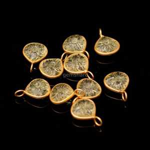 Natural lemon quartz flower pendant 925 sterling <b>silver</b> gemstone pendant hand carved heart <b>charm</b> jewelry making beads 12mm Bulk - Product Image 1