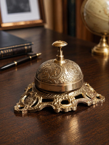 Cloche de réception en laiton ornée, cloche d'appel florale vintage, cloche décorative pour hôtel, service de bureau, accessoire de comptoir de restaurant - Product Image 1