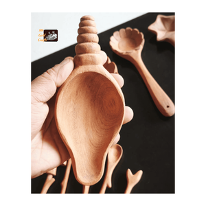 Cuillère à café en bois d'acacia massif, faite à la main, design vintage, écologique, à long manche, petite, en gros, prix abordable - Product Image 6