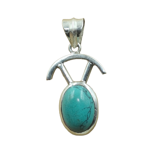 Pendentif ovale en argent Sterling 925, turquoise bleue, fait à la main, bijoux spirituels tribaux minimalistes, cadeau pour femmes et hommes, Art Boho - Product Image 1