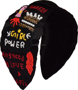 Bandeau en tissu noir de Style américain élégant de haute qualité accessoires de cheveux brodés à la main pour les enfants fabrication Durable - Product Image 1