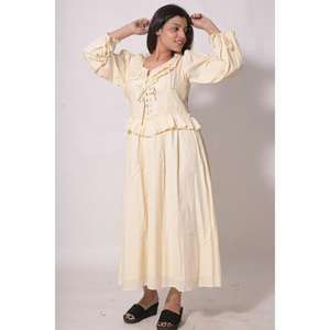 Vestido Maxi 100% Algodón, Diseño Artesanal con Volantes, Ecológico, Lavable, para Uso Diario, Estilo Boho, Cintura Natural, Verano - Product Image 1