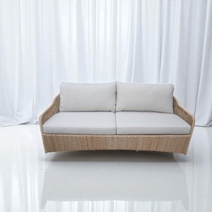 Conjunto de Sofá de Ratán Sintético para Exteriores con Cojines Gris Claro y Mesa de Centro Redonda para Patio, Jardín y Terraza - Product Image 5