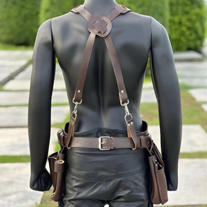 เข็มขัดเครื่องมือหนังแท้คุณภาพสูงสำหรับช่างไม้ ช่างซ่อมบำรุง และช่างไฟฟ้า พร้อมสายสะพายและกระเป๋าคาดเอว ราคาประหยัด - Product Image 6