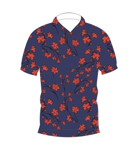 Polo pour homme à manches courtes, imprimé floral rouge marine, décontracté, pour l'été, pour le golf - Product Image 4