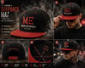 Casquette Snapback en maille noire personnalisée MALVAN ENTERPRISES, broderie 3D, visière plate, 6 panneaux, réglable, unisexe, logo lettres - Product Image 6