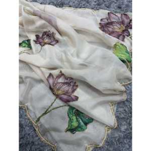 Sari traditionnel à imprimé floral, magnifique pour les fêtes, écharpes et châles - Product Image 3