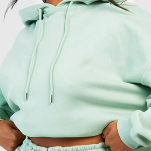 Ensemble crop top à capuche et short en coton pour femme, ensemble 2 pièces avec short cycliste zippé, ensemble jogging deux pièces, vêtements pour femme, logo personnalisé, été - Product Image 5