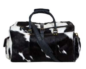 Customized Cowhide Hair on <b>Leather</b> <b>Travel</b> <b>Bag</b> with Zipper Closure Adjustable Strap Premium Quality Handmade Unisex <b>Leather</b> <b>Bag</b> - Product Image 5