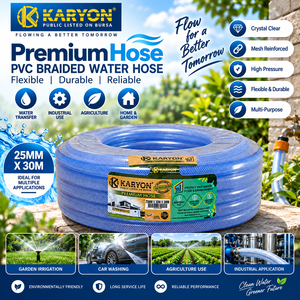 สายยางรดน้ำใส PVC ยี่ห้อ KARYON ขนาด 6-16 มม. แบบถักเสริมแรงด้วยตาข่าย สำหรับการชลประทานในบ้าน อุตสาหกรรม สหรัฐอเมริกา เอเชีย ระดับมืออาชีพ - Product Image 1