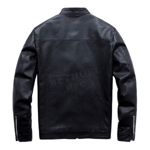 Veste en cuir avec logo personnalisé de haute qualité pour hommes col montant saison d'hiver tarifs de gros y compris l'expédition et la taille - Product Image 2