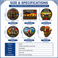 Aimant souvenir africain en résine 3D personnalisé, Kenya, Tanzanie, Hakuna Matata, masque tribal, vente en gros pour les boutiques de cadeaux et la décoration