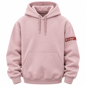 Nueva Sudadera con Capucha Oversize Rosa Unisex de Moda con Estampado de Letras 100% Algodón en la Capucha y el Manga Izquierdo, Estilo Casual - Product Image 1