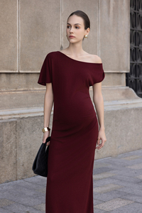 Vestido Midi Elástico de Punto para Verano, Casual, Nuevo, Minimalista, con Hombros Asimétricos, Tejido Transpirable, con Botones, Rayas, Elegante, Formal, para Oficina, con Abertura - Product Image 2