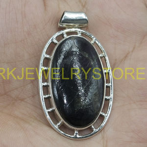 Pendentif ovale en jaspe Picasso naturel, en argent sterling 925, fait main, style vintage bohème, bijou statement, cadeau pour femme et homme - Product Image 4