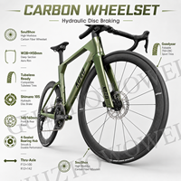 Vélo de course KOZO II T800 en carbone, 24 vitesses, changement de vitesse électronique, pneus 700x28C, freins à disque hydrauliques, roues en carbone de 50 mm