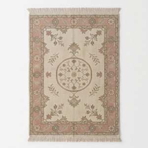 Modern Floral Area Rug Soft Ground <b>Carpet</b> with Tassel Border for Dining Room Bedroom Home Decor - Product Image 1