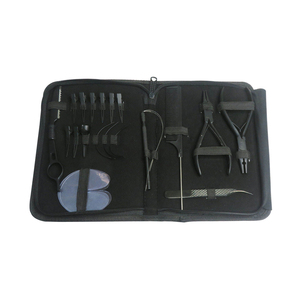 Kit d'outils de pose d'extensions capillaires en gros : Pince à sertir pour micro-anneaux, outil de tirage à boucle, ciseaux de barbier, pinces à aiguilles et peigne à cheveux - Product Image 1