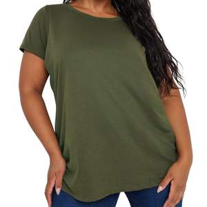 Camiseta Casual Holgada de Talla Grande para Mujer, Manga Corta, Cuello Redondo, Color Sólido, Top de Verano, Mezcla de Algodón Suave, Venta al Por Mayor OEM - Product Image 5
