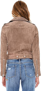 Women's <b>Suede</b> Moto <b>Jacket</b> Full Sleeve Zipper Closure Solid Color Autumn Style Slash Neck Design - Product Image 5