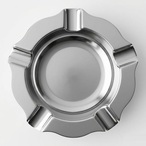 Cendrier carré de luxe en aluminium, personnalisable avec logo gravé, design floral vintage, pour hôtel et bar - Product Image 3