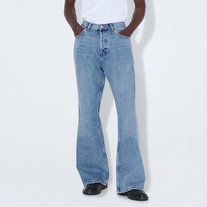 กางเกงยีนส์ทรงหลวมขากว้างปักโลโก้ตามสั่ง ผ้าดิบขอบดิบ สไตล์ญี่ปุ่น คุณภาพสูง สำหรับผู้ชาย ผลิตโดยผู้ผลิต OEM สำหรับสตรีทแวร์ - Product Image 2