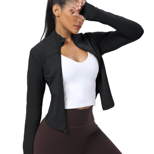 Women's Black Full Sleeve <b>Yoga</b> <b>Jacket</b> Stand Collar With Zip Closure Skinny Fit Sweat-Wicking Athletic <b>Yoga</b> <b>Jackets</b> For Women's - Product Image 4