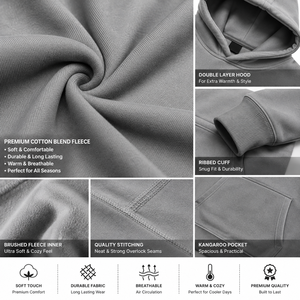 เสื้อฮู้ดลายกราฟิกฮาโลวีนสำหรับผู้ชาย สีเทา แบบสวมหัว พิมพ์ลายหน้ากะโหลก 3 มิติ ค้างคาว และสุสาน ผ้าฝ้ายฟลีซ - Product Image 5