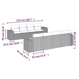 Grand ensemble de canapés de jardin modulaires en rotin PE gris, collection de meubles d'extérieur modulaires haut de gamme - Product Image 3