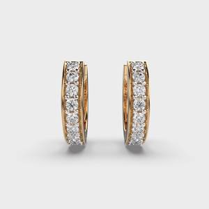 Pendientes de Aro de Plata de Ley 925 con Moissanita y Diamantes de Corte Brillante Redondo para Mujer, Ideales para Uso Diario y Bodas - Product Image 1