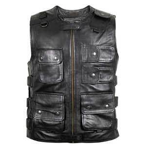 เสื้อกั๊กหนังดีไซน์พรีเมียม ขายดี รุ่นใหม่ สั่งทำได้ ระบายอากาศได้ดี สวมใส่สบาย คุณภาพพรีเมียม สำหรับผู้ชาย - Product Image 1