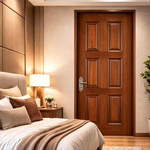 Puerta Interior Tradicional de Madera Sólida con Seis Paneles, Superficie Acabada para Dormitorio, Apertura Manual GA-06S - Product Image 1