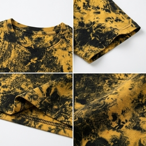 T-shirt streetwear premium délavé à l'acide avec effet marbré jaune vintage - Product Image 6
