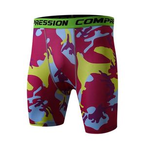 Shorts de compression taille haute à imprimé floral pour hommes, séchage rapide, en Spandex et Polyester, longueur courte, décontractés, taille élastique - Product Image 4
