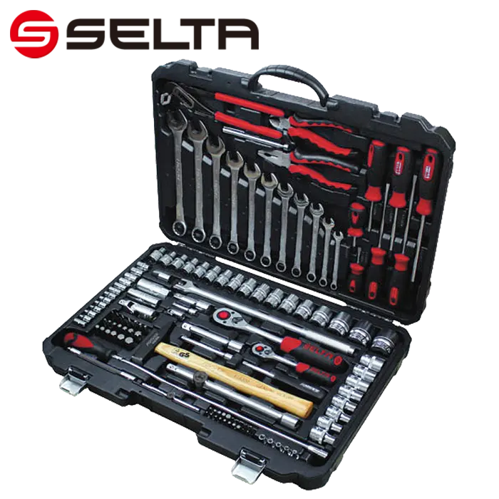 SELTA Manufacturer Set kunci pas soket perbaikan mobil, Set peralatan tangan 124 buah